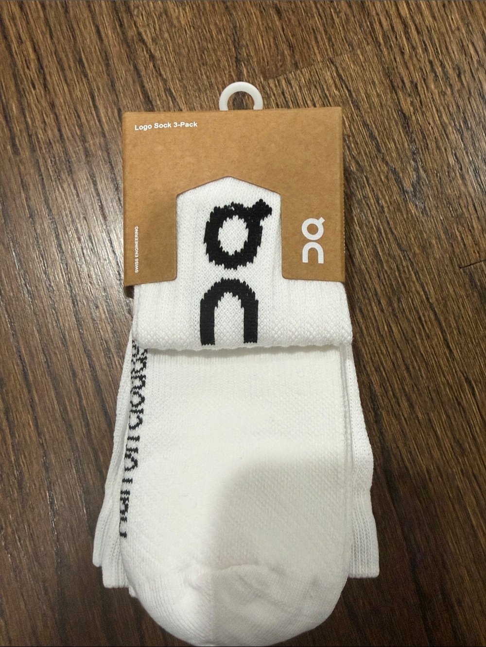 On Cloud Running White Crew Socks with Black Logo